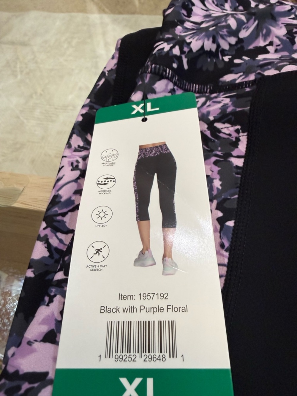 Skechers Black & Purple Floral Crop Leggings
